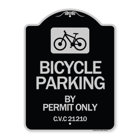 Signmission Bicycle Parking by Permit C.V.S. 21210 Heavy-Gauge Aluminum Sign, 24" x 18", BS-1824-24322 A-DES-BS-1824-24322
